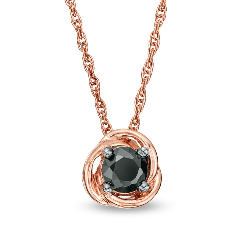 0.18 CT. Black Diamond Solitaire Swirl Frame Pendant in 10K Rose Gold|Peoples Jewellers