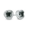 Thumbnail Image 0 of 0.29 CT. T.W. Black Diamond Solitaire Swirl Frame Stud Earrings in 10K White Gold