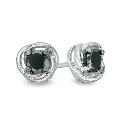 0.29 CT. T.W. Black Diamond Solitaire Swirl Frame Stud Earrings in 10K Gold