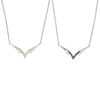 0.18 CT. T.W. Enhanced Black and White Diamond Reversible "V" Necklace in Sterling Silver and 10K Gold - 16.96"