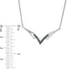 0.18 CT. T.W. Enhanced Black and White Diamond Reversible "V" Necklace in Sterling Silver and 10K Gold - 16.96"