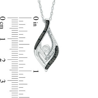 0.145 CT. T.W. Enhanced Black and White Diamond Reversible Flame Pendant in Sterling Silver and 10K Gold