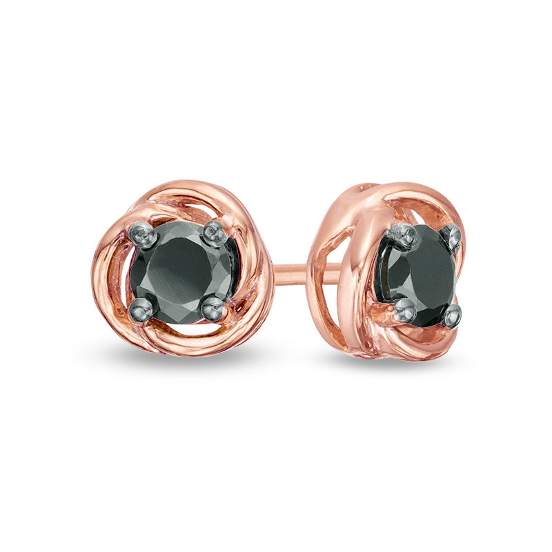 0.29 CT. T.W. Black Diamond Solitaire Swirl Frame Stud Earrings in 10K Rose Gold|Peoples Jewellers