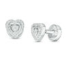 Thumbnail Image 0 of 0.29 CT. T.W. Enhanced Black and White Diamond Reversible Heart and Circle Stud Earrings in Sterling Silver