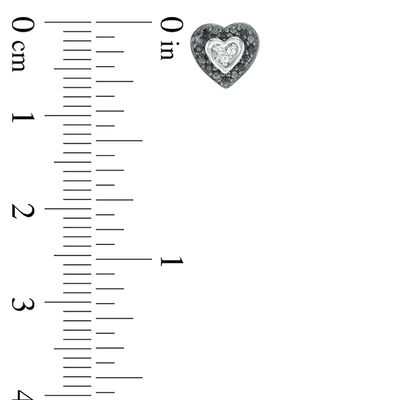 0.116 CT. T.W. Enhanced Black and White Diamond Reversible Heart Stud Earrings in Sterling Silver and 10K Rose Gold