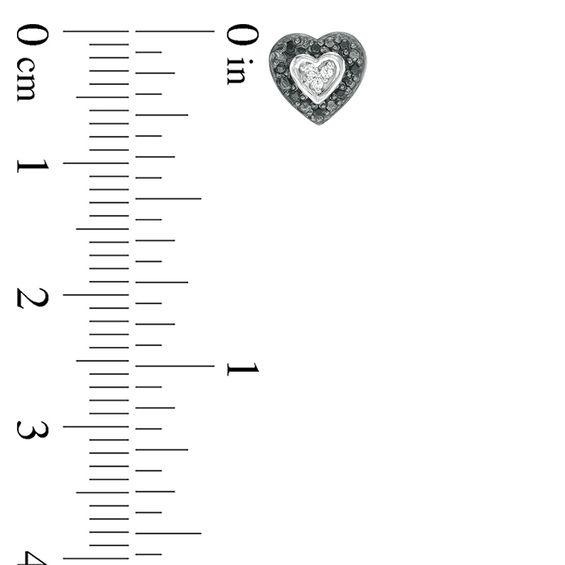 0.116 CT. T.W. Enhanced Black and White Diamond Reversible Heart Stud Earrings in Sterling Silver and 10K Rose Gold