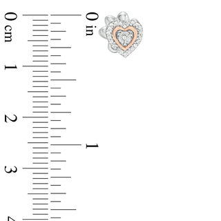 0.085 CT. T.W. Diamond Reversible Heart and Paw Print Stud Earrings in Sterling Silver and 10K Rose Gold