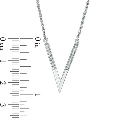 0.146 CT. T.W. Enhanced Black and White Diamond Reversible Deep "V" Necklace in Sterling Silver - 17.06"