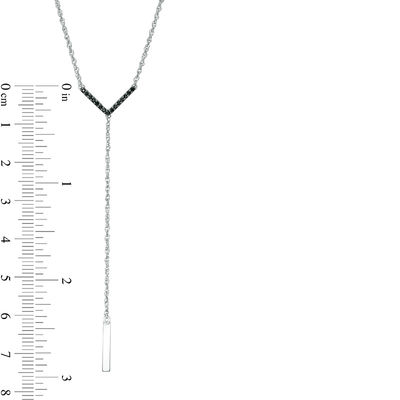 0.18 CT. T.W. Enhanced Black and White Diamond Reversible "Y" Necklace in Sterling Silver - 17.35"