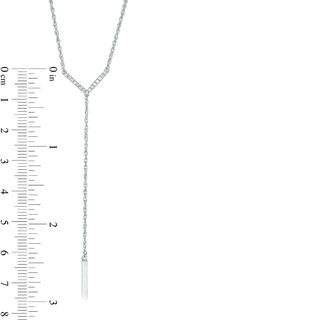 0.18 CT. T.W. Enhanced Black and White Diamond Reversible "Y" Necklace in Sterling Silver - 17.35"