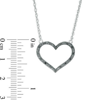 0.145 CT. T.W. Enhanced Black and White Diamond Reversible Heart Outline Necklace in Sterling Silver - 17.45"