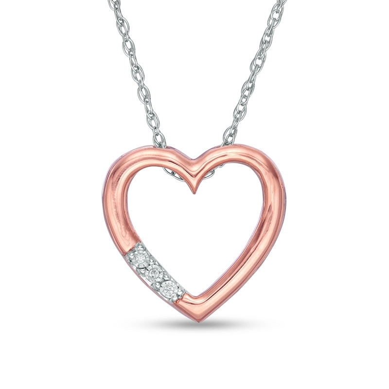 0.086 CT. T.W. Diamond Reversible Heart Outline Pendant in 10K Two-Tone Gold|Peoples Jewellers