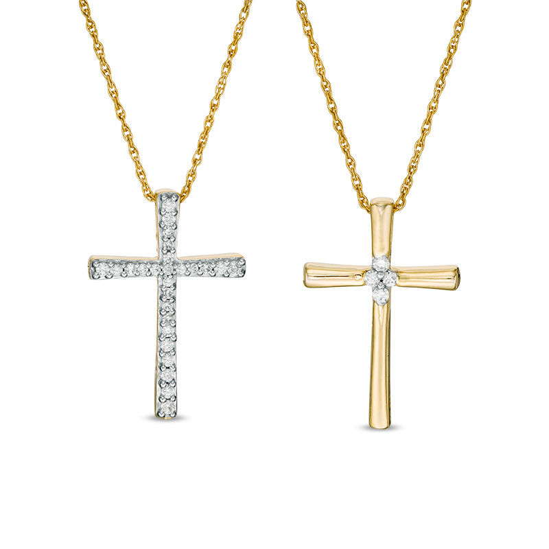 0.23 CT. T.W. Diamond Reversible Cross Pendant in 10K Gold with White Rhodium|Peoples Jewellers