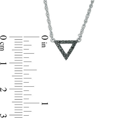 0.146 CT. T.W. Enhanced Black and White Diamond Reversible Triangle Outline Necklace in Sterling Silver - 17.63"