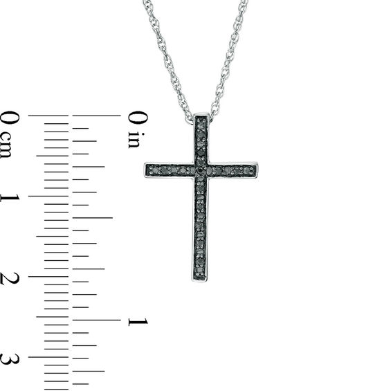 0.116 CT. T.W. Enhanced Black and White Diamond Reversible Cross Pendant in Sterling Silver with Black Rhodium