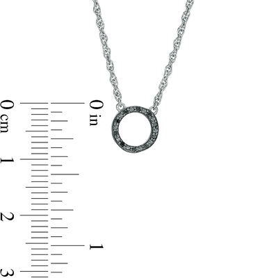 0.086 CT. T.W. Enhanced Black and White Diamond Reversible Circle Outline Necklace in Sterling Silver - 17.8"