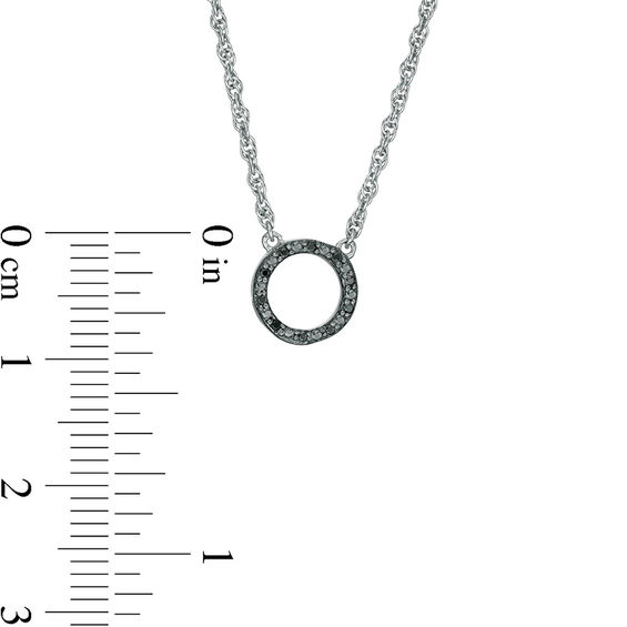 0.086 CT. T.W. Enhanced Black and White Diamond Reversible Circle Outline Necklace in Sterling Silver - 17.8"