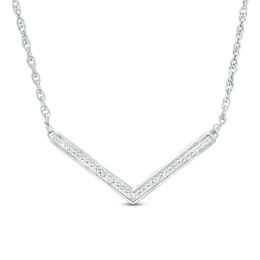 0.146 CT. T.W. Enhanced Black and White Diamond Reversible Chevron Necklace in Sterling Silver - 16.9&quot;