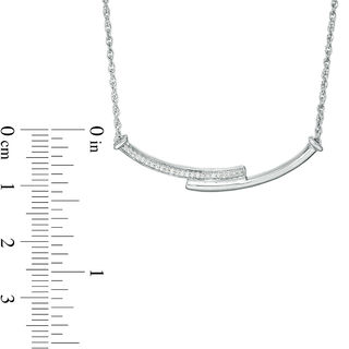 0.18 CT. T.W. Enhanced Black and White Diamond Reversible Curved Bypass Bar Necklace in Sterling Silver - 16.58"