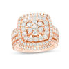 Thumbnail Image 0 of 1.95 CT. T.W. Composite Diamond Cushion Frame Bridal Set in 10K Rose Gold