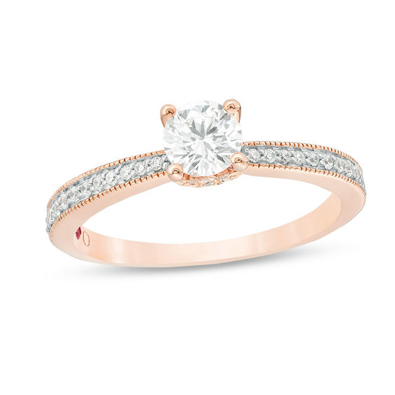 Peoples 100-Year Anniversary 0.59 CT. T.W. Certified Canadian Diamond Engagement Ring in 14K Rose Gold (I/I1)