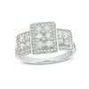 0.95 CT. T.W. Composite Diamond Three Stone Frame Engagement Ring in Sterling Silver