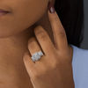 Thumbnail Image 1 of 0.95 CT. T.W. Composite Diamond Three Stone Frame Engagement Ring in Sterling Silver