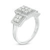 0.95 CT. T.W. Composite Diamond Three Stone Frame Engagement Ring in Sterling Silver