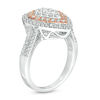 Thumbnail Image 1 of 0.95 CT. T.W. Multi-Diamond Double Pear-Shaped Frame Split Shank Engagement Ring in 10K Two-Tone Gold