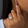 Thumbnail Image 1 of 0.45 CT. T.W. Composite Diamond Double Cushion Frame Split Shank Engagement Ring in Sterling Silver