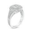 Thumbnail Image 2 of 0.45 CT. T.W. Composite Diamond Double Cushion Frame Split Shank Engagement Ring in Sterling Silver