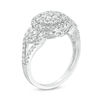 0.95 CT. T.W. Composite Diamond Three Stone Frame Ring in Sterling Silver