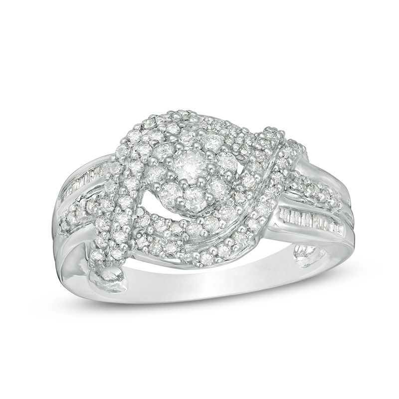 0.69 CT. T.W. Composite Diamond Bypass Engagement Ring in Sterling Silver|Peoples Jewellers