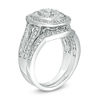 Thumbnail Image 2 of 0.95 CT. T.W. Multi-Diamond Double Frame Split Shank Bridal Set in 10K White Gold