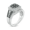 Thumbnail Image 2 of 0.45 CT. T.W. Black and White Multi-Diamond Cushion Frame Vintage-Style Bridal Set in Sterling Silver