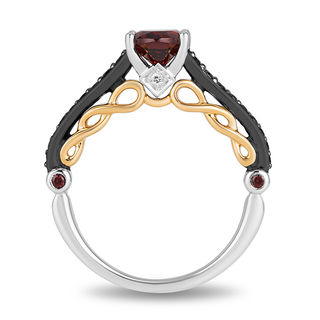 Enchanted Disney Villains Evil Queen Oval Garnet and 0.23 CT. T.W. Diamond Ring in Two-Tone Sterling Silver and 10K Gold