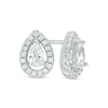 Thumbnail Image 0 of Pear-Shaped Cubic Zirconia Frame Stud Earrings in Sterling Silver