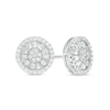 Thumbnail Image 0 of Baguette and Round Cubic Zirconia Frame Stud Earrings in Sterling Silver