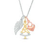 Thumbnail Image 1 of Diamond Accent Wing, Christmas Tree and Heart Charms Pendant in Sterling Silver and 14K Two-Tone Gold Plate