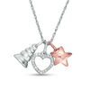 Thumbnail Image 0 of Diamond Accent Bell, Heart Outline and Star Charms Pendant in Sterling Silver and 14K Rose Gold Plate