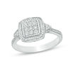 Thumbnail Image 0 of 0.115 CT. T.W. Composite Diamond Cushion Frame Tri-Sides Ring in Sterling Silver