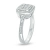 Thumbnail Image 1 of 0.115 CT. T.W. Composite Diamond Cushion Frame Tri-Sides Ring in Sterling Silver