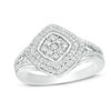 Thumbnail Image 0 of 0.29 CT. T.W. Composite Diamond Tilted Double Cushion Frame Ring in Sterling Silver