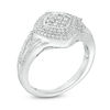 Thumbnail Image 1 of 0.29 CT. T.W. Composite Diamond Tilted Double Cushion Frame Ring in Sterling Silver