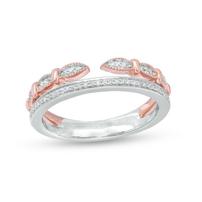 0.145 CT. T.W. Diamond Double Row Stacked Ring in Sterling Silver and 10K Rose Gold