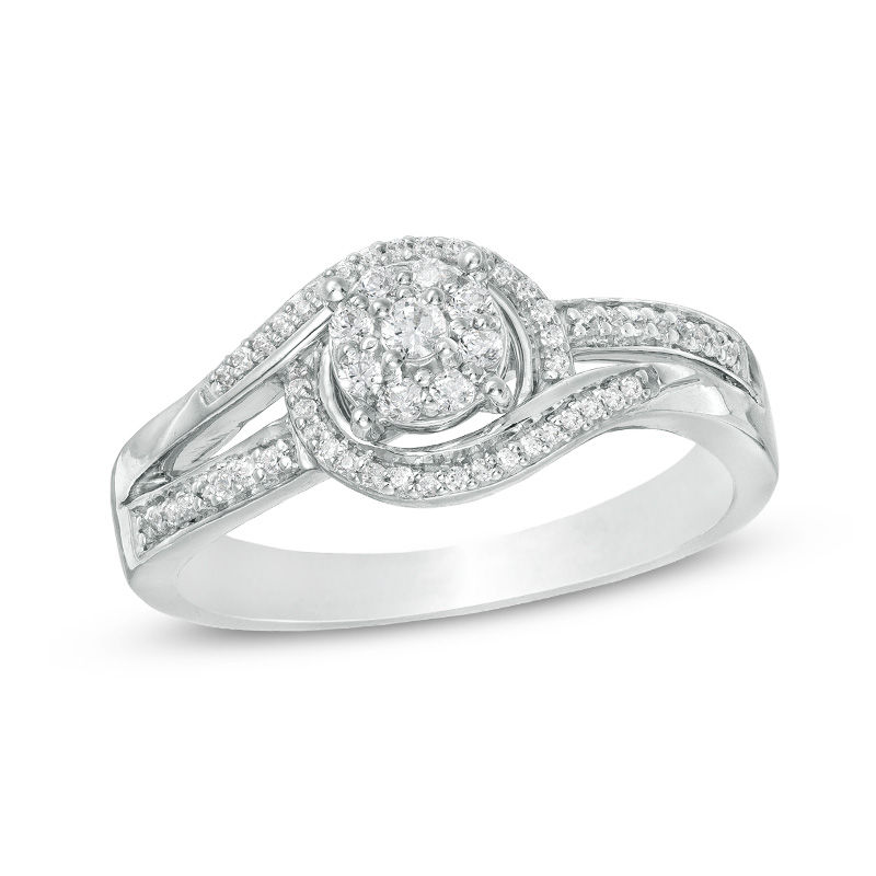 0.18 CT. T.W. Composite Diamond Swirl Bypass Ring in Sterling Silver|Peoples Jewellers