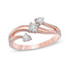 Thumbnail Image 0 of Diamond Accent Three Stone Wave Bypass Ring in 10K Rose Gold