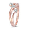 Diamond Accent Three Stone Wave Bypass Ring in 10K Rose Gold