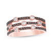 Thumbnail Image 0 of 0.37 CT. T.W. Champagne and White Diamond Bezel-Set Station Multi-Row Stacked Ring in 10K Rose Gold