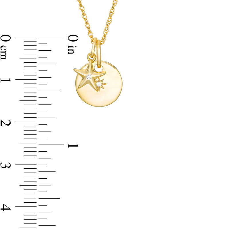 Diamond Accent Star and Disc Charm Pendant in Sterling Silver with 14K Gold Plate|Peoples Jewellers